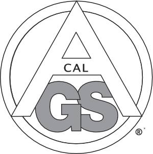 Original CAL seal, the letters "GSA" inside a circle with the letters "CAL" on the crossbar of the A.