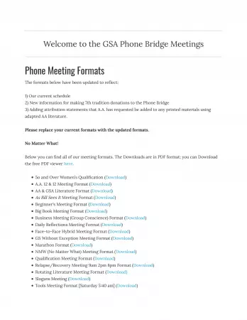 Phone Bridge Meeting Formats
