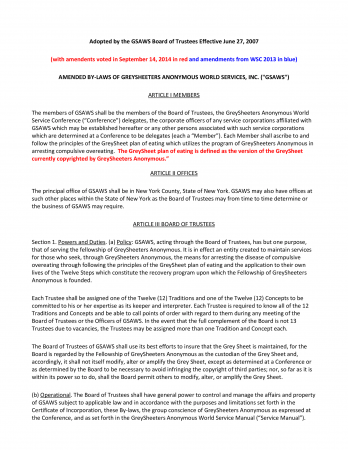 Bylaws of GSAWS, Inc